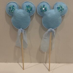 Blue Felt Mouse Ear Party Wands